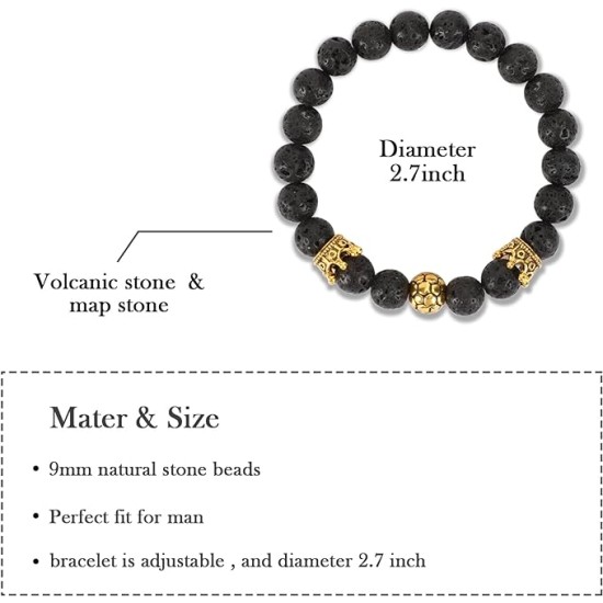 2 Pieces Soccer Crown Bracelet, Soccer Bracelet for Soccer Lovers, Sports Teams, Sports Fan Bracelets for Boys Girls Teen Men Sports Fans, 4.13*5.70*0.39 inch, Stone, No Gemstones